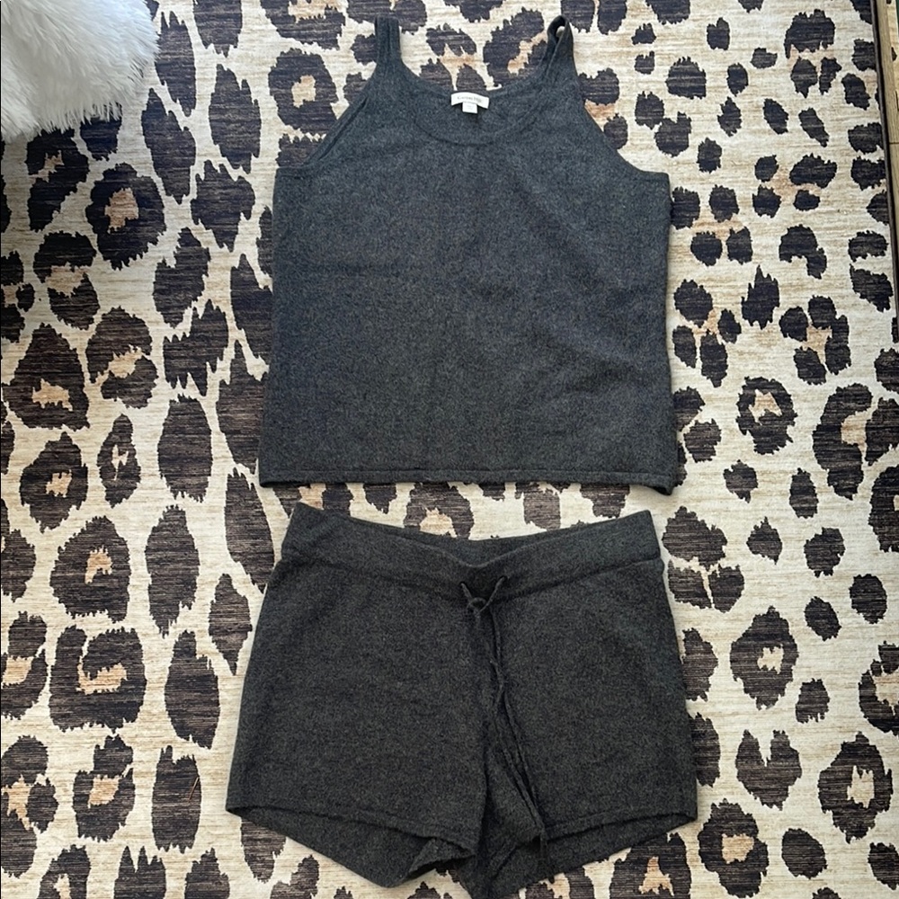 Garnet Hill Gray Pajama Set Cashmere Sleepwear